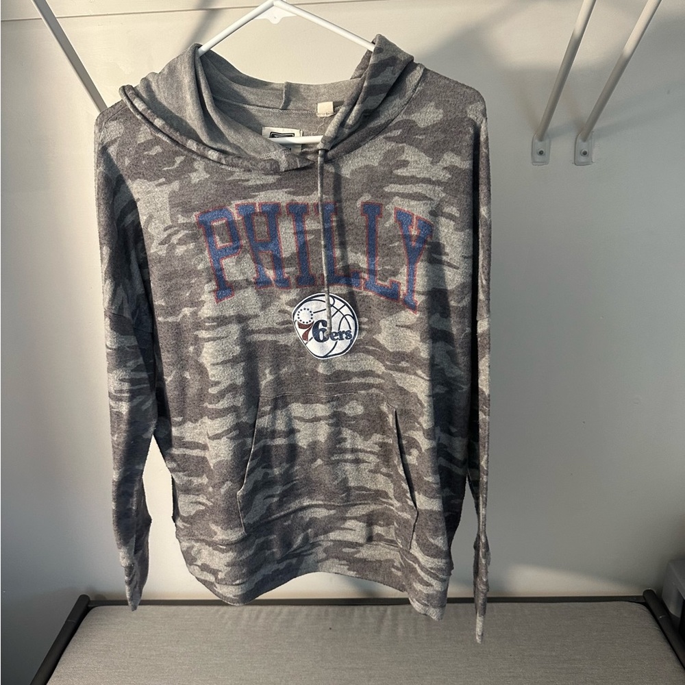 Philadelphia 76ers Grey Camo Lightweight Sweatshirt